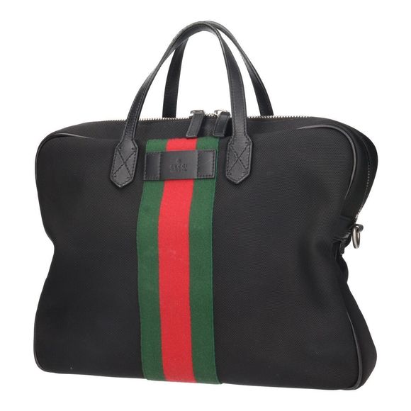 Gucci GG Briefcase Black Business Handbag Tote Stripe - Picture 1 of 13